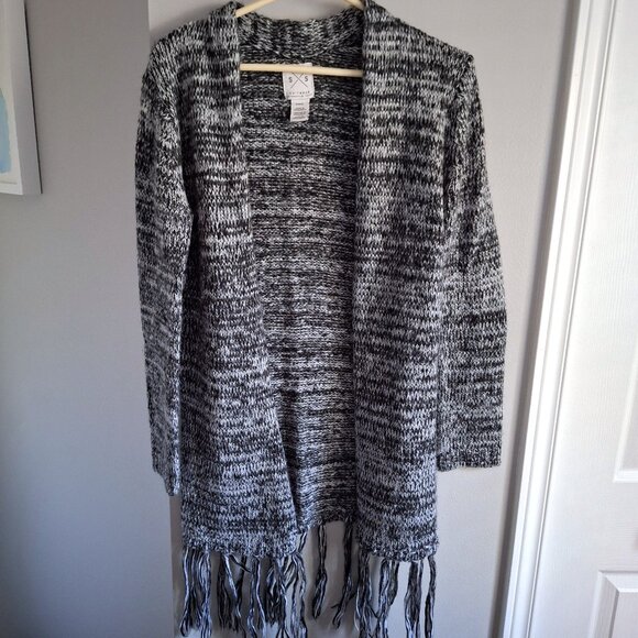 SWS Knitwear Black and White Marled Cardigan with Tassles - Picture 1 of 5